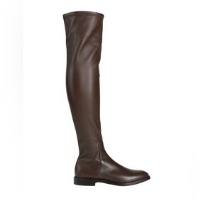 NEW Brunello Cucinelli 40 US 10 Dark Brown Leather Rider Boots tall stretchy